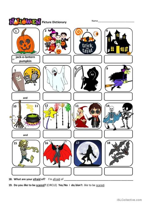 Halloween Picture Dictionary English Esl Worksheets Pdf And Doc
