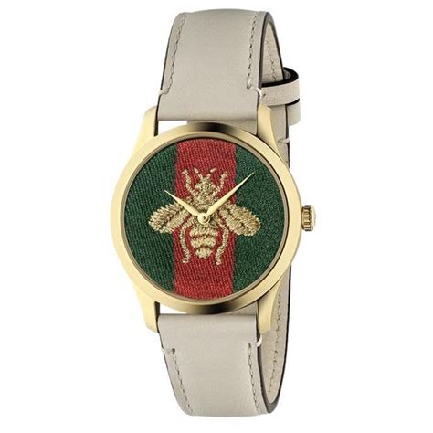 Gucci G Timeless Quartz Green And Red Web Nylon Dial Ladies Watch