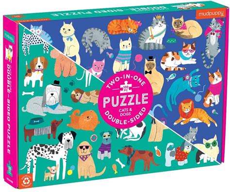 Cats And Dogs Double Sided Jigsaw Puzzle 100 Piece Mudpuppy Free