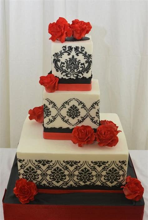 Red And Black Wedding Cake Cake By Sugarpixy Cakesdecor