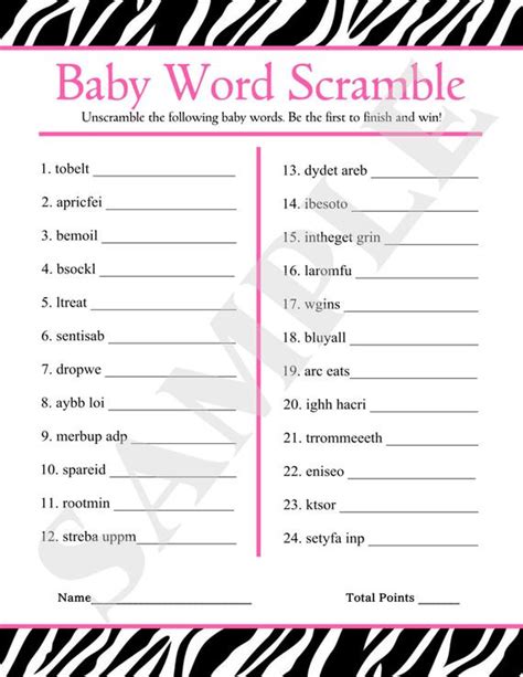 Jumble solver helps you solve such puzzles if you enter some clue (scrambled letters). Instant Download Printable Baby Word Scramble by jessica91582