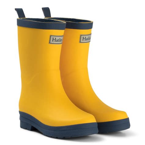 Classic Yellow And Navy Matte Rain Boots Little Leisure