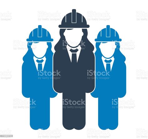 Standing Male Engineer Team Icon Flat Style Vector Eps Stock