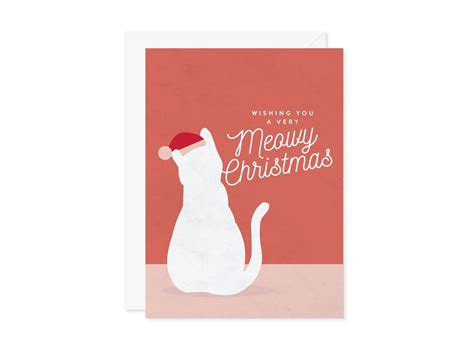 Wishing You A Very Meowy Christmas Card Cat Kitty Mom Dad Parent Pet