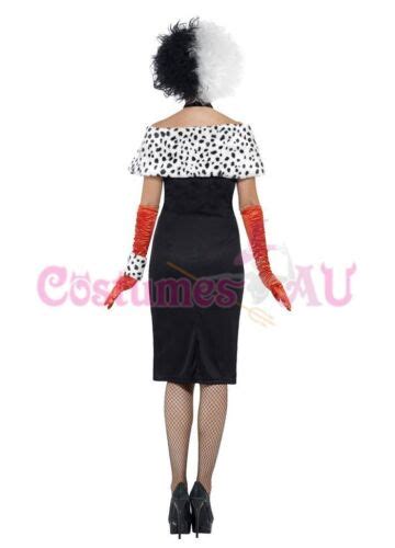 Ladies Licensed Evil Madame Costume Cruella De Vil 101 Dalmations Fancy Dress Ebay