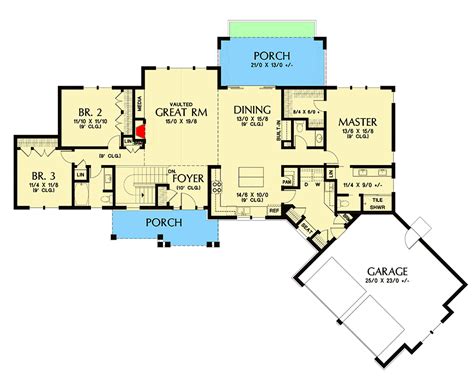 Split Bedroom Craftsman House Plan On Walkout Basement 69730am