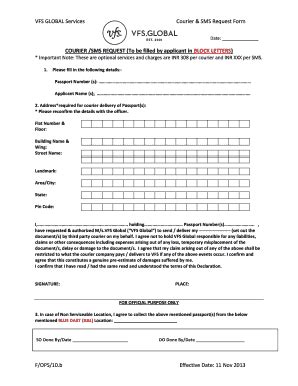 Vfs Courier Form Filled Sample Fill Online Printable Fillable