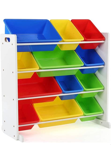 Humble Crew Whiteprimary Kids Toy Storage Organizer With 12 Plastic