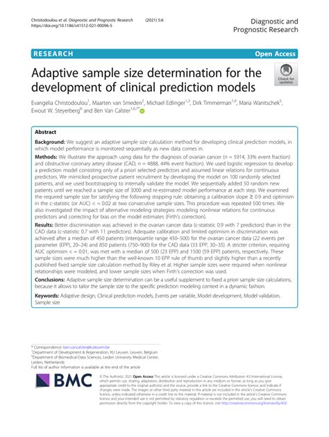 Pdf Adaptive Sample Size Determination For The Development Of
