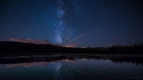 Night Nature Digital Art Lake Stars Landscape Milky Way Space