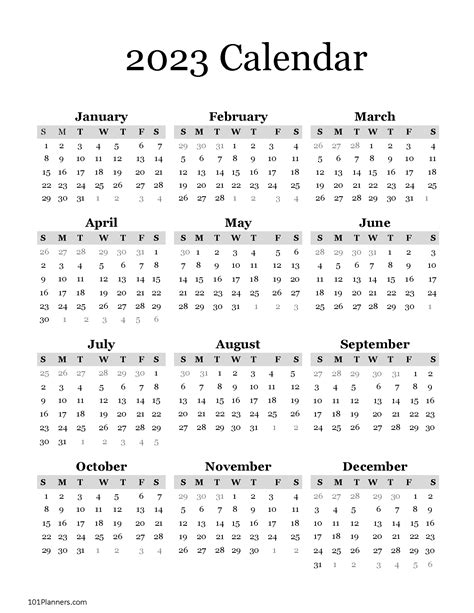 2023 Printable Calendar One Page With Holidays Pdf Excel Template