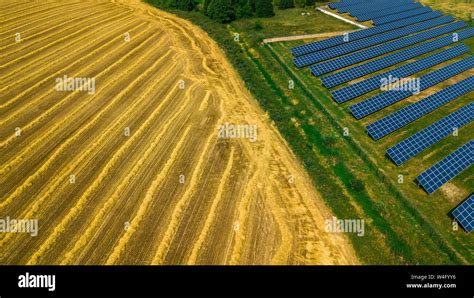 Aerial Shot Top View Of Solar Panel Photovoltaic Farm Stock Photo Alamy