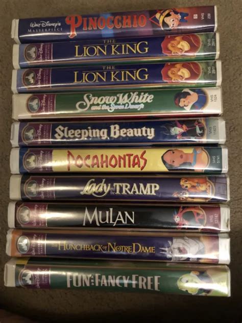 DISNEY MASTERPIECE COLLECTION VHS Lot Of 10 Mulan Lion King Snow White