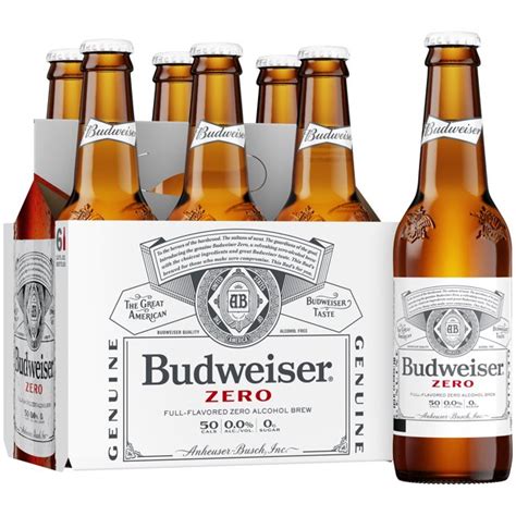 Budweiser Zero Non Alcoholic Beer 6 Pack 12 Fl Oz Bottles Walmart