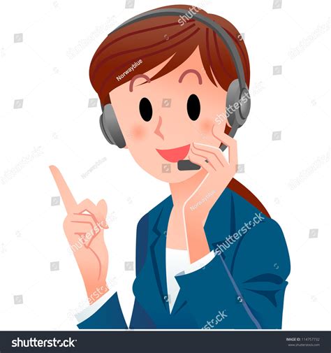 Cartoon Closeup Cute Support Phone Operator Stock Vector