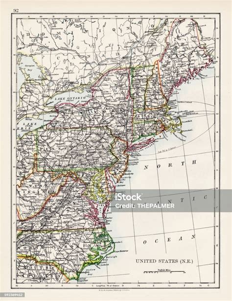 미국 북동부 지도 1897 동북에 대한 스톡 벡터 아트 및 기타 이미지 동북 지도 미국 Istock