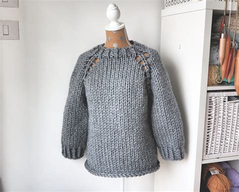 Super Chunky Raglan Top Down Knit Sweater Pattern The Snugglery