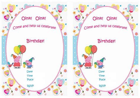 Peppa Pig Birthday Invitations Printable Free