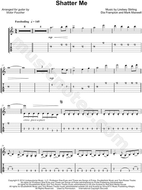Lindsey Stirling Feat Lzzy Hale Shatter Me Guitar Tab In C Major