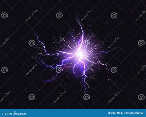 Electrical Discharge With Lightning Beam Isolated On Checkered