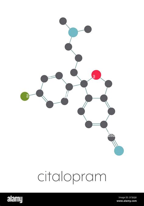 Citalopram Anti Depressant Drug Molecule Stylized Skeletal Formula