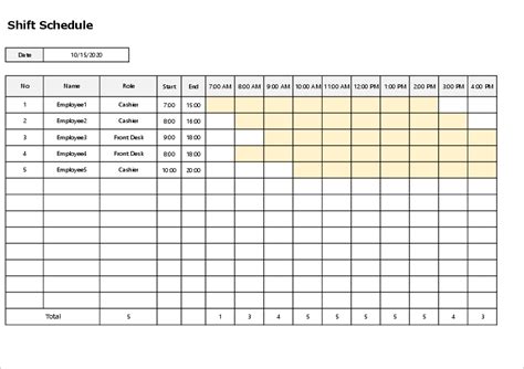 Free Employee Shift Schedule Template For Ms Excel