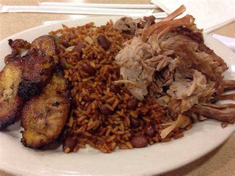Starting from the latter part of the 19th century. pernil (roast pork), moro (rice and beans) and maduros ...
