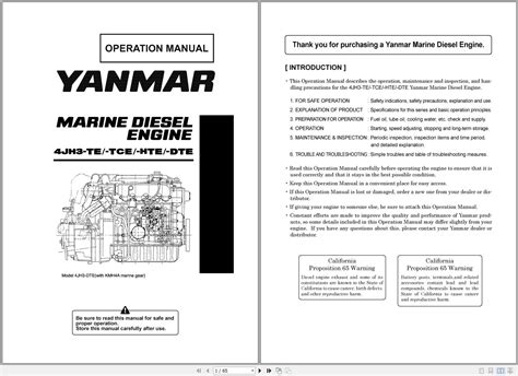Yanmar Marine Diesel Engine 4jh3 Te 4jh3 Tce 4jh3 Hte 4jh3 Dte