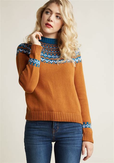 Cozy Sweater With Intarsia Design Modcloth Cozy Sweaters Clothes