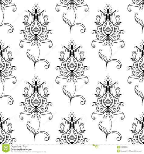 Floral motif pattern black white. Repeat Seamless Pattern Of Persian Floral Motifs Royalty ...