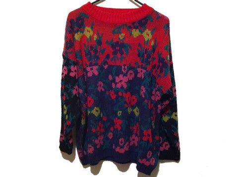 Items Similar To Vintage Colorblock Floral Sweater Medium On Etsy