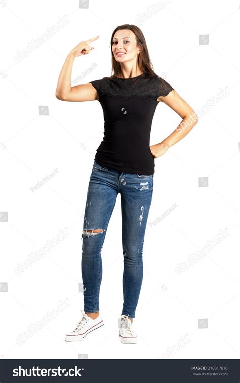 Beautiful Casual Woman Making Crazy Hand Gesture Full Body Length