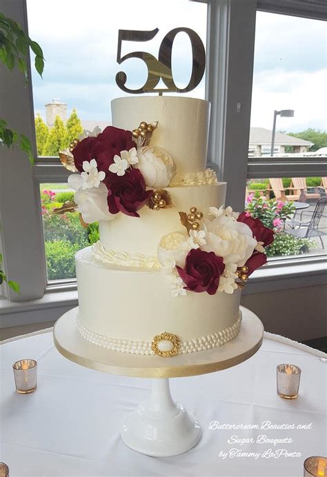 50th Wedding Anniversary Cake Decorated Cake By Cakesdecor
