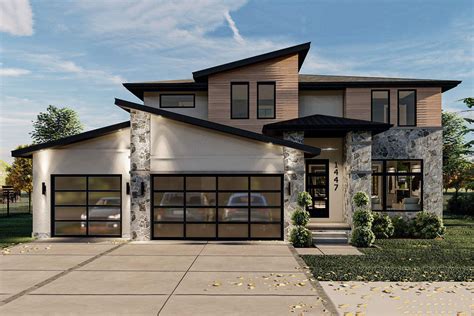 2 Story Modern House Plan With 3 Car Garage 62978dj Architectural