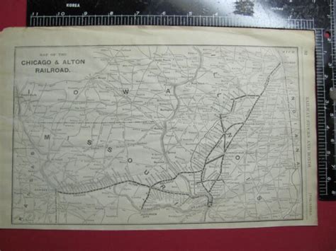 Rare Original 1906 Chicago And Alton Railroad System Map Route Towns