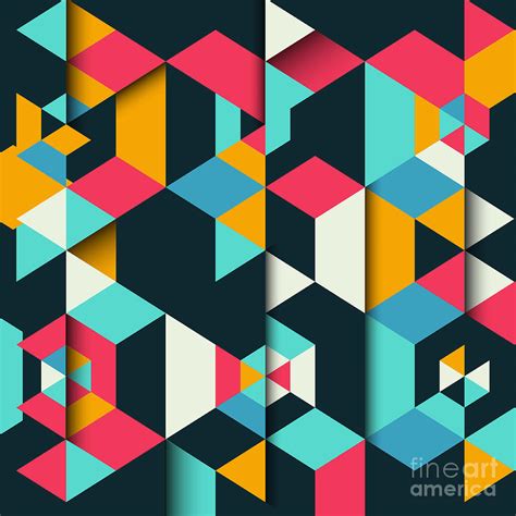 Abstract Geometric Background With A 3d Digital Art By Kjpargeter Pixels
