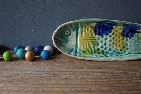 Small Fish Dish Ring Dish Ceramic Plate Blue Fish Etsy