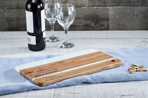 Personalized Cheese Board Wood And Marble Custom Cheese Board