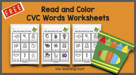 Read And Color Cvc Words Worksheets The Teaching Aunt
