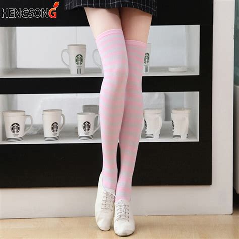 Beautiful Striped Fancy Long Thin Strips Stockings Ladies Over Knee