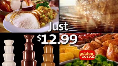 Golden corral is awesome if you have a house full of hungry kids to feed since they can each eat for under 7 those under 3 years old eat for free. Golden Corral Thanksgiving Day Buffet TV Commercial, 'New Traditions' - iSpot.tv