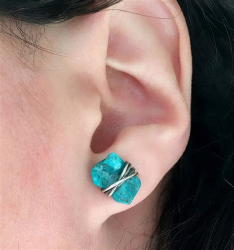 Turquoise Stud Earrings Natural Turquoise Earrings Natural