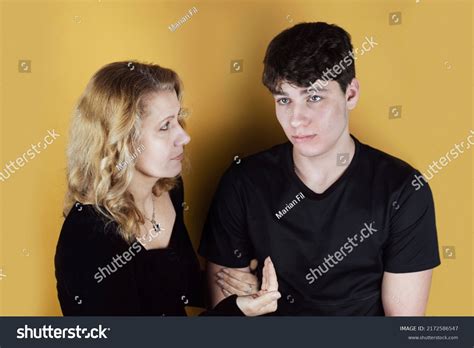 Woman Trying Explain Something Teenage Son Stock Photo 2172586547