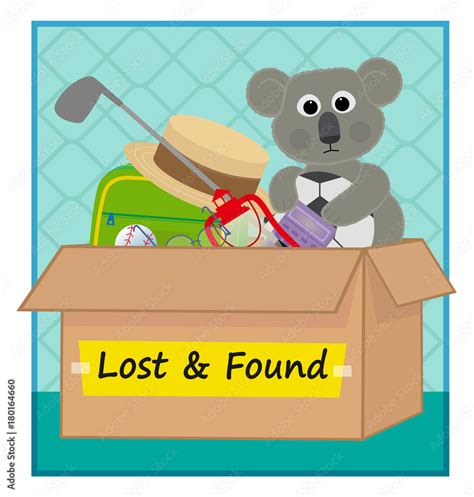 Lost And Found Clip Art Of A Box With Lost Items Eps Stock Vector Adobe Stock