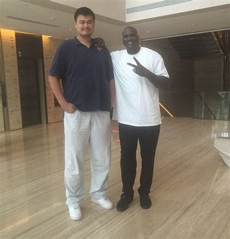 Shaq is 5 inches shorter,why does it look like much more? Yao Ming with the fast break dunk : sports
