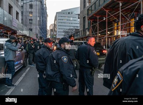 Atmosphere around Manhattan DA office in New York on March 30, 2023 as