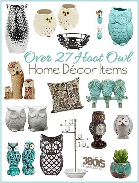 Home decor the design, furnishing and decorating of the home or apartment; Owl Home Decor Pieces - 3 Boys and a Dog