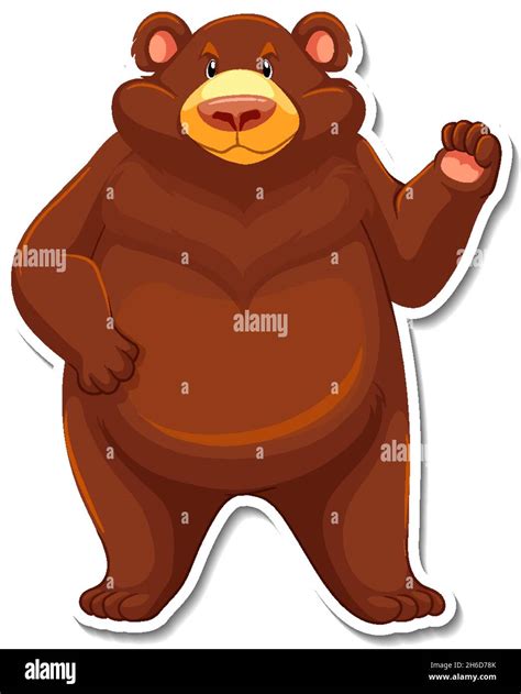 Grizzly Bear Cartoon Character Sticker Illustration Stock Vector Image