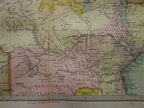 Africa Old Map 1890 Original Large Antique Print Of Central Etsy