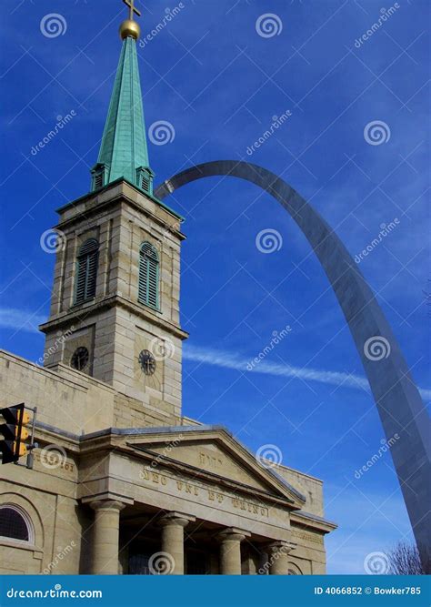 St Louis Arch With Church Stock Photo Image Of Cros 4066852